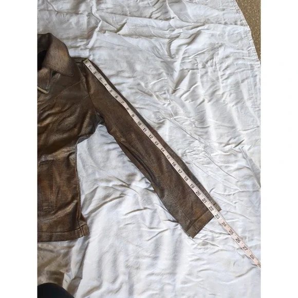 Clara Sun Woo Liquid Leather Jacket Full Zip Sz Large Brown Black - Picture 9 of 13